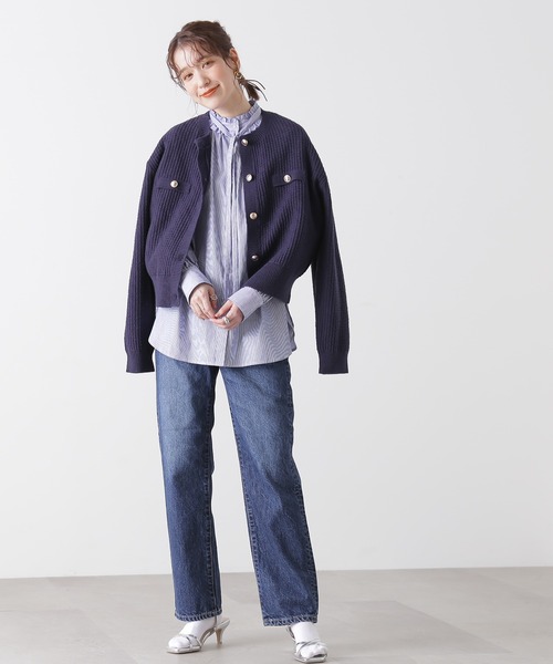 N.(N. Natural Beauty Basic)(エヌエヌナチュラルビューティーベーシック)の「【追加生産】◆ムジツイード編みカーディガン(カーディガン/ボレロ・レディース・オフホワイト/ネイビー・MEDIUM)」の19枚目の写真