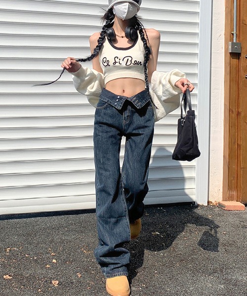 LOEWE(ロエベ) ハイウエスト ベルテッド ワイド デニムパンツ 美品 