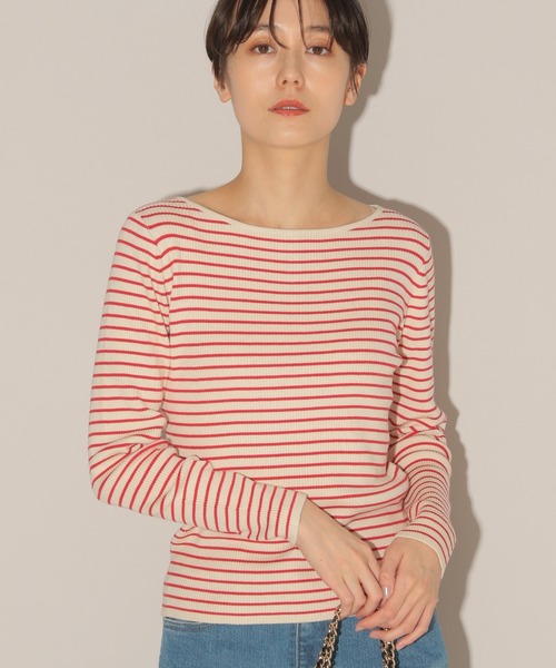 BARNYARDSTORM（バンヤードストーム）の「BARNYARDSTORM / ボーダーニット（ニット/セーター・レディース・レッド/ブラック×ホワイト・1/0）」の2枚目の写真