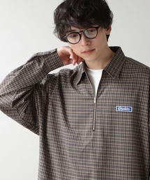 ハーフジップ/ワンポイントワッペンハーフジップシャツ