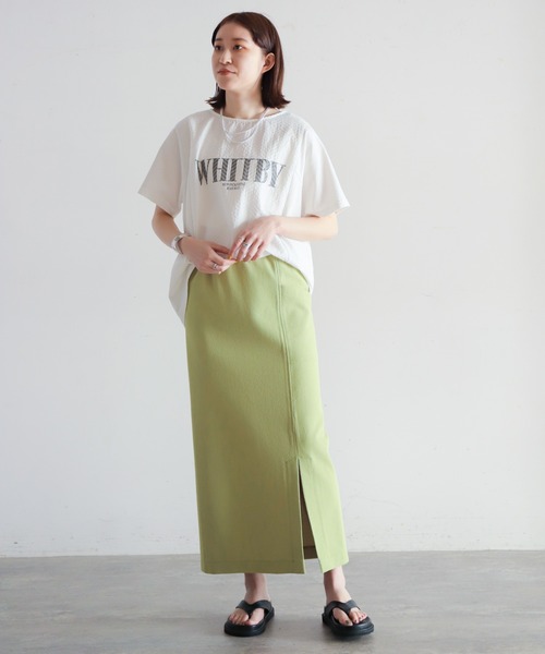 NOMBRE IMPAIR（ノンブルアンペール）の「ヘリンボーンコンビ　半袖P/O（Tシャツ/カットソー・レディース・ホワイト×レッド/ホワイト×グレー/ホワイト×グリーン・FREE）」の22枚目の写真