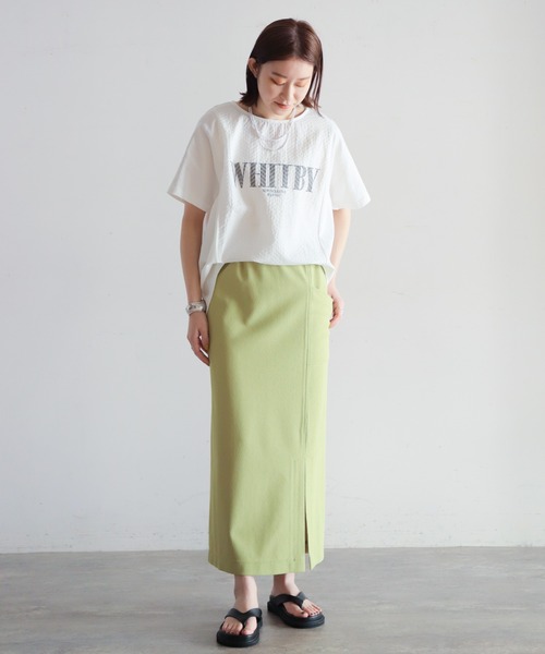 NOMBRE IMPAIR（ノンブルアンペール）の「ヘリンボーンコンビ　半袖P/O（Tシャツ/カットソー・レディース・ホワイト×レッド/ホワイト×グレー/ホワイト×グリーン・FREE）」の10枚目の写真