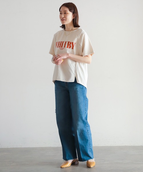 NOMBRE IMPAIR（ノンブルアンペール）の「ヘリンボーンコンビ　半袖P/O（Tシャツ/カットソー・レディース・ホワイト×レッド/ホワイト×グレー/ホワイト×グリーン・FREE）」の13枚目の写真