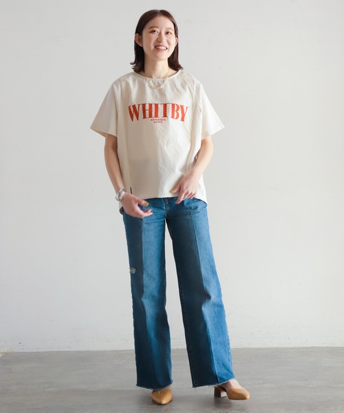 NOMBRE IMPAIR（ノンブルアンペール）の「ヘリンボーンコンビ　半袖P/O（Tシャツ/カットソー・レディース・ホワイト×レッド/ホワイト×グレー/ホワイト×グリーン・FREE）」の7枚目の写真