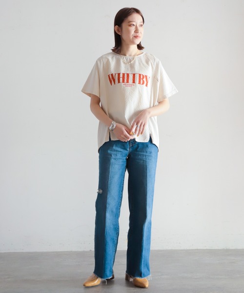 NOMBRE IMPAIR（ノンブルアンペール）の「ヘリンボーンコンビ　半袖P/O（Tシャツ/カットソー・レディース・ホワイト×レッド/ホワイト×グレー/ホワイト×グリーン・FREE）」の17枚目の写真
