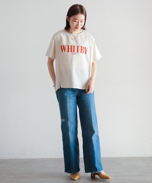 NOMBRE IMPAIR（ノンブルアンペール）の「ヘリンボーンコンビ　半袖P/O（Tシャツ/カットソー・レディース・ホワイト×レッド/ホワイト×グレー/ホワイト×グリーン・FREE）」の20枚目の写真