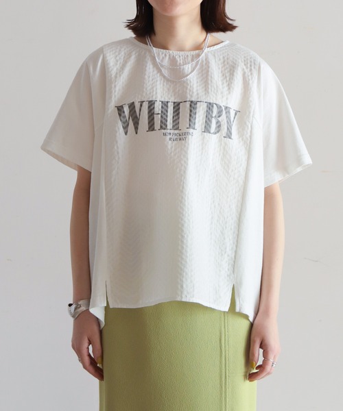NOMBRE IMPAIR（ノンブルアンペール）の「ヘリンボーンコンビ　半袖P/O（Tシャツ/カットソー・レディース・ホワイト×レッド/ホワイト×グレー/ホワイト×グリーン・FREE）」の8枚目の写真