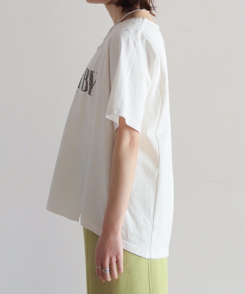 NOMBRE IMPAIR（ノンブルアンペール）の「ヘリンボーンコンビ　半袖P/O（Tシャツ/カットソー・レディース・ホワイト×レッド/ホワイト×グレー/ホワイト×グリーン・FREE）」の5枚目の写真