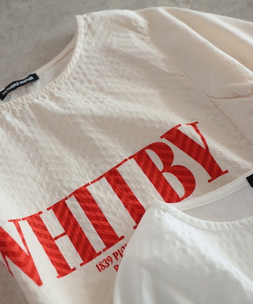 NOMBRE IMPAIR（ノンブルアンペール）の「ヘリンボーンコンビ　半袖P/O（Tシャツ/カットソー・レディース・ホワイト×レッド/ホワイト×グレー/ホワイト×グリーン・FREE）」の9枚目の写真