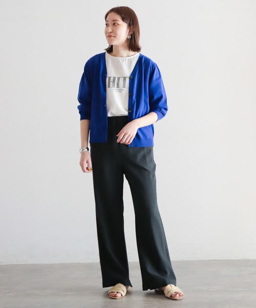 NOMBRE IMPAIR（ノンブルアンペール）の「ヘリンボーンコンビ　半袖P/O（Tシャツ/カットソー・レディース・ホワイト×レッド/ホワイト×グレー/ホワイト×グリーン・FREE）」の11枚目の写真