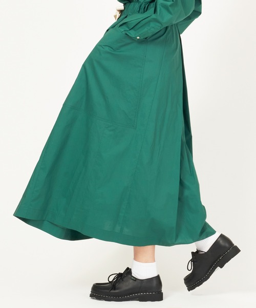 nicholson and nicholson（ニコルソンアンドニコルソン）の「KANON-POPLIN（スカート・レディース・ライトグレー/グリーン・38）」の6枚目の写真