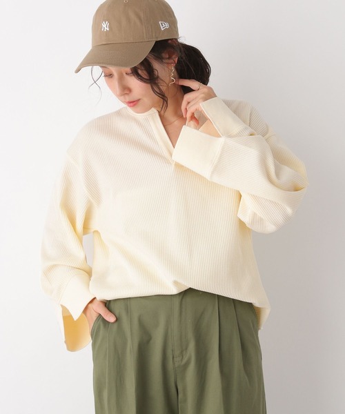 LEPSIM(レプシィム)の「カラーワッフルプルオーバー 177190(Tシャツ/カットソー・レディース・グレー/アイボリー/ライトグリーン/ライトピンク・FREE)」の5枚目の写真