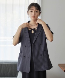 【新潟県産】【セットアップ対応】【ウォッシャブル/防シワ】リネンライクハーフスリーブシャツジャケット/リネンブラウス