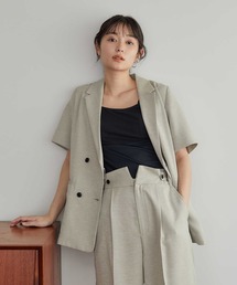 【新潟県産】【セットアップ対応】【ウォッシャブル/防シワ】リネンライクハーフスリーブシャツジャケット/リネンブラウス