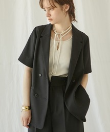 PUBLIC TOKYO | 【新潟県産】【セットアップ対応】【ウォッシャブル/防シワ】リネンライクハーフスリーブシャツジャケット/リネンブラウス(テーラードジャケット)