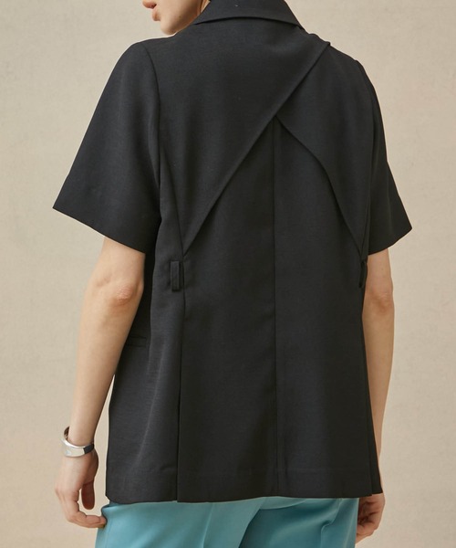 PUBLIC TOKYO リネンライクハーフスリーブシャツジャケット ブラック 2023 SPRING / SUMMER COLLECTION □リネンライクハーフスリーブ
