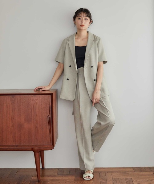 PUBLIC TOKYO（パブリックトウキョウ）の「【新潟県産】【セットアップ対応】【ウォッシャブル/防シワ】リネンライクハーフスリーブシャツジャケット/リネンブラウス（テーラードジャケット・レディース・ブラック/ベージュ/ダークグレー/パープル/その他2・FREE）」の15枚目の写真