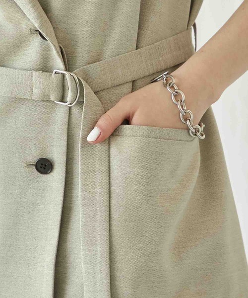 PUBLIC TOKYO（パブリックトウキョウ）の「【新潟県産】【セットアップ対応】【ウォッシャブル/防シワ】リネンライクハーフスリーブシャツジャケット/リネンブラウス（テーラードジャケット・レディース・ブラック/ベージュ/ダークグレー/パープル/その他2・FREE）」の9枚目の写真