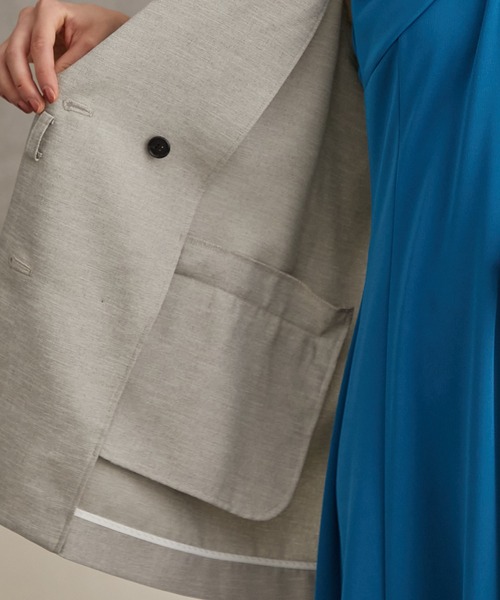 PUBLIC TOKYO（パブリックトウキョウ）の「【新潟県産】【セットアップ対応】【ウォッシャブル/防シワ】リネンライクハーフスリーブシャツジャケット/リネンブラウス（テーラードジャケット・レディース・ブラック/ベージュ/ダークグレー/パープル/その他2・FREE）」の7枚目の写真