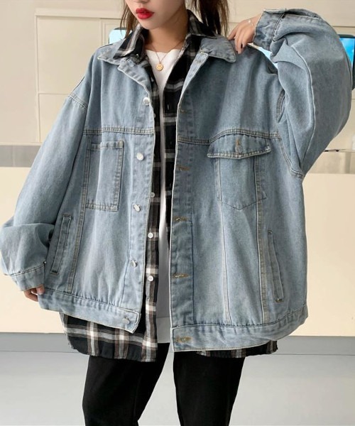 MASHIRO（マシロ）の「【MASHIRO】ビッグシルエットデニムジャケット（デニムジャケット・レディース・ブラック/ブルー・FREE）」の18枚目の写真