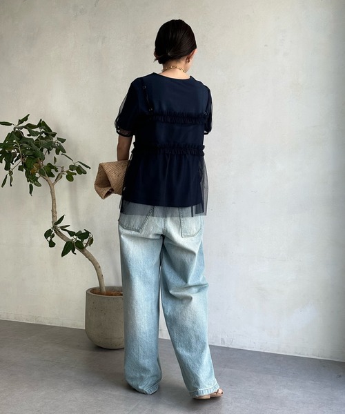 DouDou(ドゥドゥ)の「【WEB限定】チュールビスチェ+Tシャツセット(Tシャツ/カットソー・レディース・ネイビー/ブラック・FREE)」の7枚目の写真