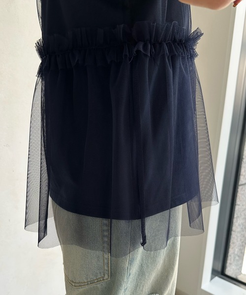 DouDou(ドゥドゥ)の「【WEB限定】チュールビスチェ+Tシャツセット(Tシャツ/カットソー・レディース・ネイビー/ブラック・FREE)」の17枚目の写真