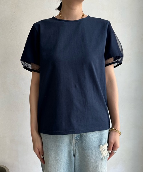 DouDou(ドゥドゥ)の「【WEB限定】チュールビスチェ+Tシャツセット(Tシャツ/カットソー・レディース・ネイビー/ブラック・FREE)」の18枚目の写真