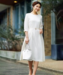 WHITE JOOLA | 【2023SS洗濯機OK&ストレッチ&3シーズンOK】ナチュラルクロス・綺麗見えワンピース(裏地付き)(ワンピース)