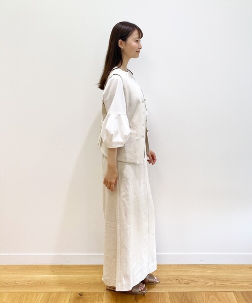 OPAQUE.CLIP(オペークドットクリップ)の「◆セットアップ対応 レーヨンリネンナロースカート【洗える】(スカート・レディース・ブラウン系その他/ライトベージュ・36/42/38/40)」の7枚目の写真