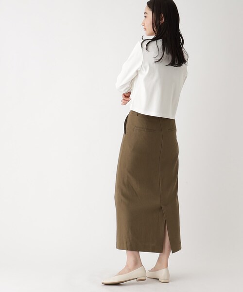 OPAQUE.CLIP(オペークドットクリップ)の「◆セットアップ対応 レーヨンリネンナロースカート【洗える】(スカート・レディース・ブラウン系その他/ライトベージュ・36/42/38/40)」の9枚目の写真