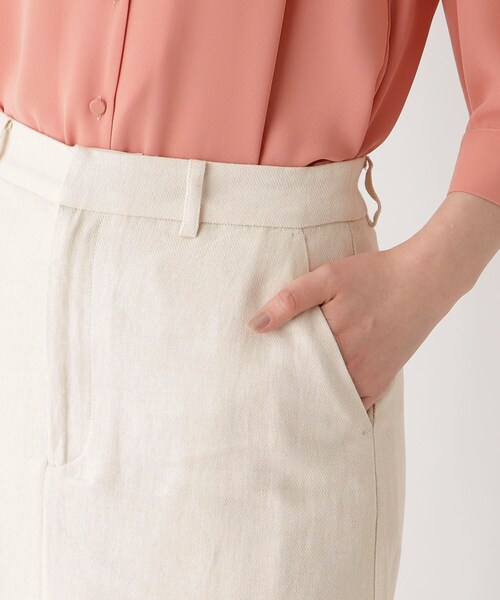 OPAQUE.CLIP(オペークドットクリップ)の「◆セットアップ対応 レーヨンリネンナロースカート【洗える】(スカート・レディース・ブラウン系その他/ライトベージュ・36/42/38/40)」の16枚目の写真