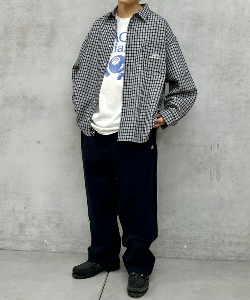 WHO'S WHO gallery（フーズフーギャラリー）の「COOPER FACT チェック刺繍ビッグシャツ（シャツ/ブラウス・メンズ・ネイビー/ホワイト・FREE）」の7枚目の写真