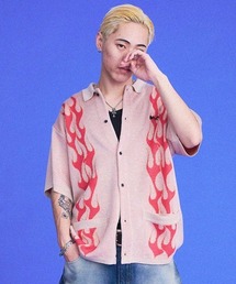 BAD BOY | BADBOY/バッドボーイ/BADBOY FLAME JQD KNIT SHIRT(ニット/セーター)
