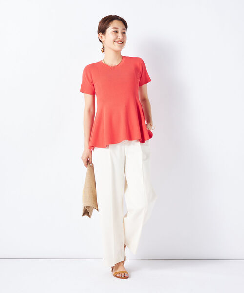 NOLLEY’S Sophi(ノーリーズソフィ)の「《手洗い可能》リブフレアショートスリーブプルオーバーニット(ニット/セーター・レディース・ホワイト/レッド/ブラック・38)」の12枚目の写真