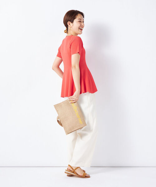 NOLLEY’S Sophi(ノーリーズソフィ)の「《手洗い可能》リブフレアショートスリーブプルオーバーニット(ニット/セーター・レディース・ホワイト/レッド/ブラック・38)」の4枚目の写真