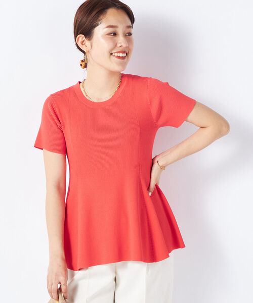 NOLLEY’S Sophi(ノーリーズソフィ)の「《手洗い可能》リブフレアショートスリーブプルオーバーニット(ニット/セーター・レディース・ホワイト/レッド/ブラック・38)」の8枚目の写真