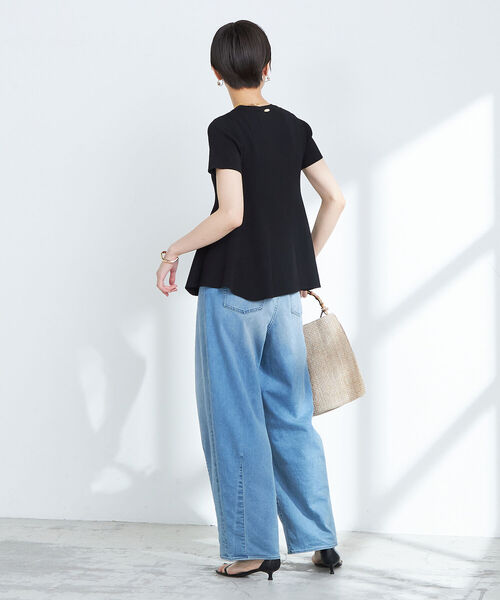 NOLLEY’S Sophi(ノーリーズソフィ)の「《手洗い可能》リブフレアショートスリーブプルオーバーニット(ニット/セーター・レディース・ホワイト/レッド/ブラック・38)」の19枚目の写真