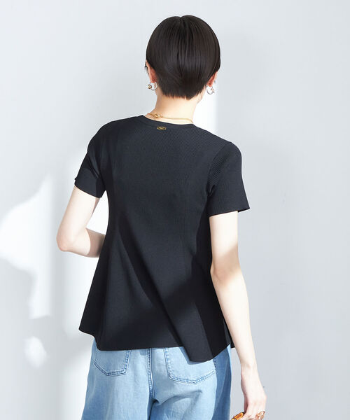 NOLLEY’S Sophi(ノーリーズソフィ)の「《手洗い可能》リブフレアショートスリーブプルオーバーニット(ニット/セーター・レディース・ホワイト/レッド/ブラック・38)」の6枚目の写真