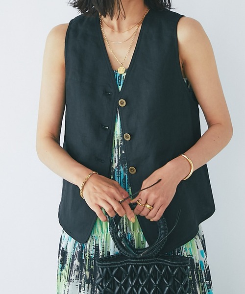 RIVE DROITE（リヴドロワ）の「リネンジレ（その他アウター・レディース・ブラック/ベージュ・FREE）」の2枚目の写真