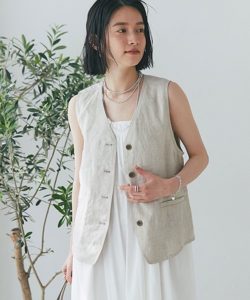 RIVE DROITE（リヴドロワ）の「リネンジレ（その他アウター・レディース・ブラック/ベージュ・FREE）」の6枚目の写真