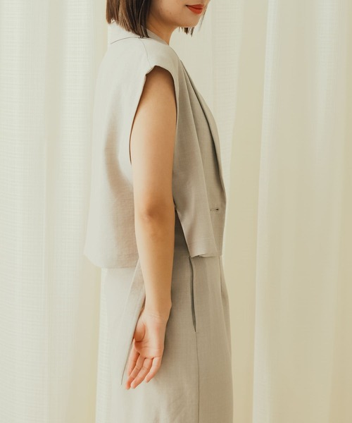 SENSE OF PLACE by URBAN RESEARCH（センスオブプレイスバイアーバンリサーチ）の「リネンライクサイドベルトショートジレ（その他アウター・レディース・チャコールグレー/ライトベージュ/ブラック・ONE）」の21枚目の写真