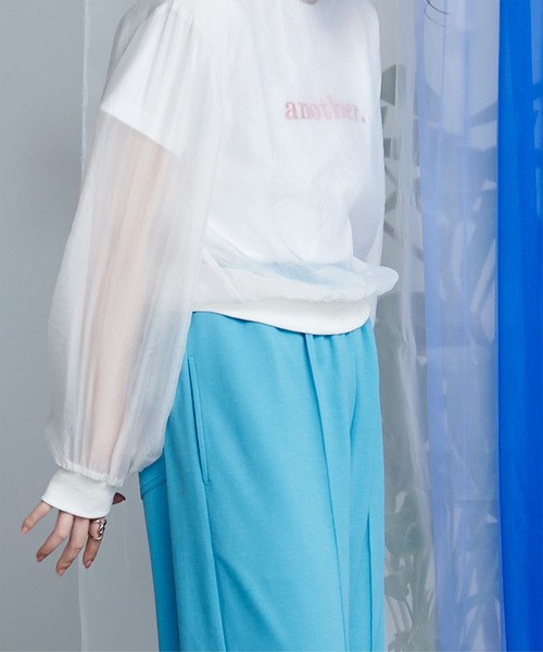 miette(ミエット)の「オーガンジーシアープルオーバー(Tシャツ/カットソー・レディース・ホワイト/オレンジ/ブラック・FREE)」の1枚目の写真