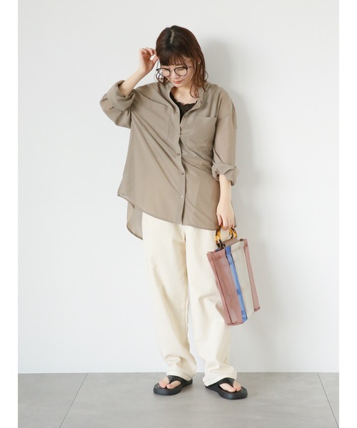 ehka sopo(エヘカソポ)の「シアーバンドカラーシャツ(シャツ/ブラウス・レディース・キナリ/グリーン/グレー/ピンク・F)」の18枚目の写真