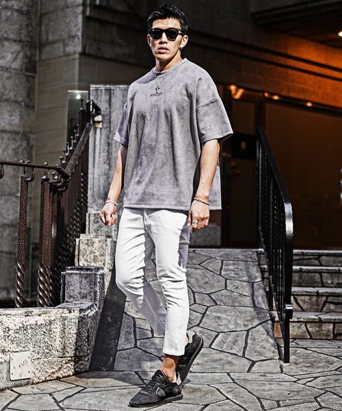 セール】スウェード半袖Tシャツ メンズ ゆったり オーバーサイズ