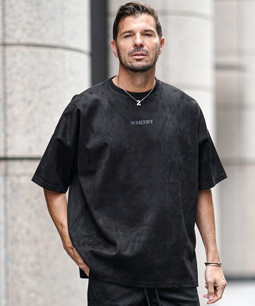 SOMEDIFF（サムディフ）の「スウェード半袖Tシャツ メンズ ゆったり オーバーサイズ 上品な生地（Tシャツ/カットソー・メンズ・ホワイト/グレー/ベージュ/ブルー/ブラック・L/XL/M）」の13枚目の写真