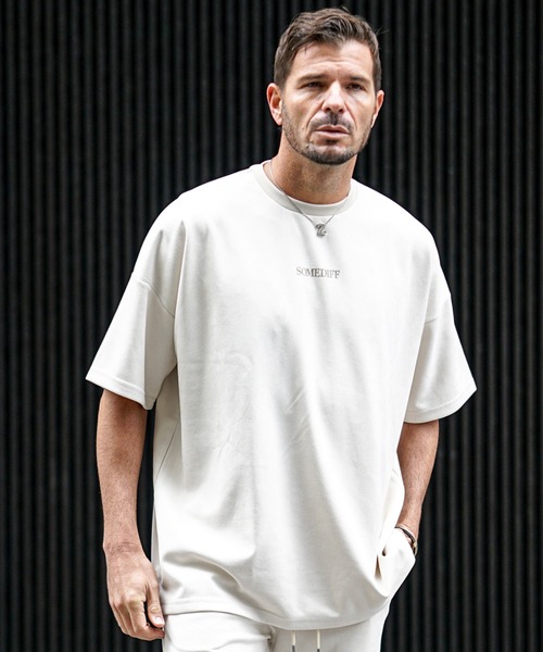 SOMEDIFF（サムディフ）の「スウェード半袖Tシャツ メンズ ゆったり オーバーサイズ 上品な生地（Tシャツ/カットソー・メンズ・ホワイト/グレー/ベージュ/ブルー/ブラック・L/XL/M）」の7枚目の写真