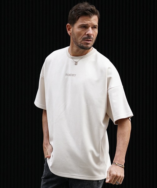 SOMEDIFF（サムディフ）の「スウェード半袖Tシャツ メンズ ゆったり オーバーサイズ 上品な生地（Tシャツ/カットソー・メンズ・ホワイト/グレー/ベージュ/ブルー/ブラック・L/XL/M）」の8枚目の写真