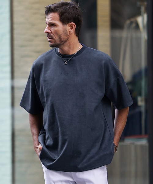 SOMEDIFF（サムディフ）の「スウェード半袖Tシャツ メンズ ゆったり オーバーサイズ 上品な生地（Tシャツ/カットソー・メンズ・ホワイト/グレー/ベージュ/ブルー/ブラック・L/XL/M）」の20枚目の写真