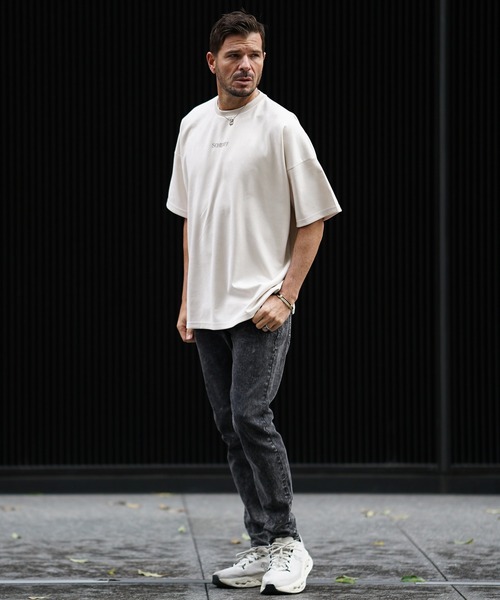 SOMEDIFF（サムディフ）の「スウェード半袖Tシャツ メンズ ゆったり オーバーサイズ 上品な生地（Tシャツ/カットソー・メンズ・ホワイト/グレー/ベージュ/ブルー/ブラック・L/XL/M）」の11枚目の写真