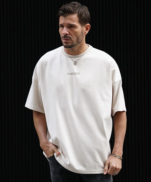 SOMEDIFF（サムディフ）の「スウェード半袖Tシャツ メンズ ゆったり オーバーサイズ 上品な生地（Tシャツ/カットソー・メンズ・ホワイト/グレー/ベージュ/ブルー/ブラック・L/XL/M）」の10枚目の写真